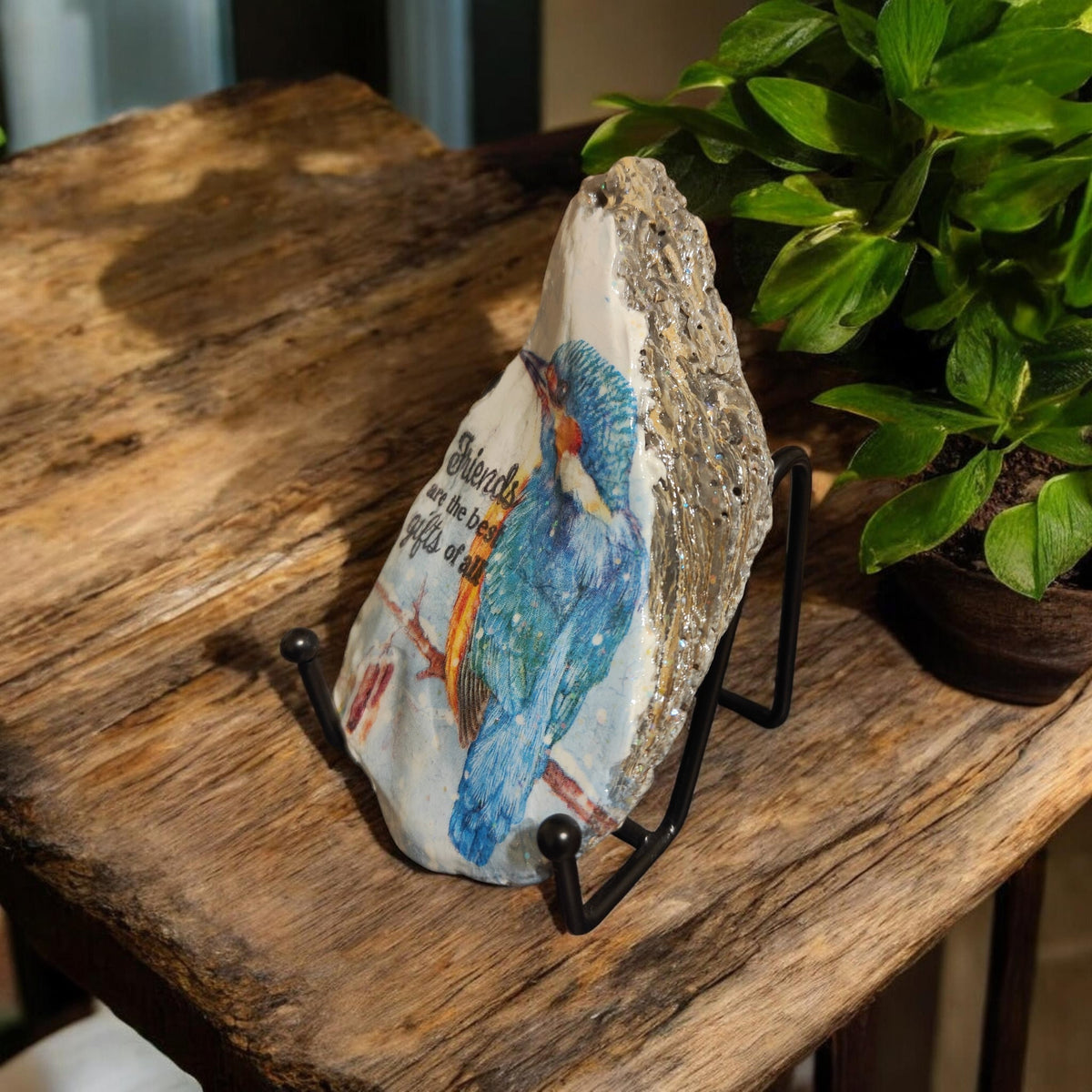 Inspirational Blue Bird Decorative Shell with Display Stand | Friendship Gift