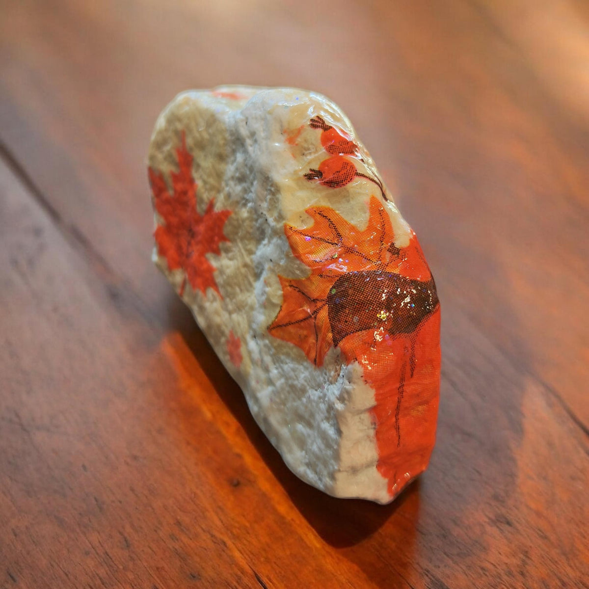 Welcome to Our Patch" Painted Pumpkin Stone | Autumn Harvest Decor
