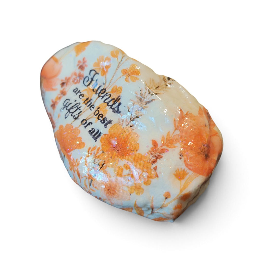 "Friends Are the Best Gifts" Floral River Stone | Friendship Keepsake