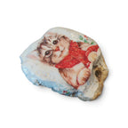 Cozy Cat in Red Scarf Coastal Shell | Hand-Decorated Shell Keepsake