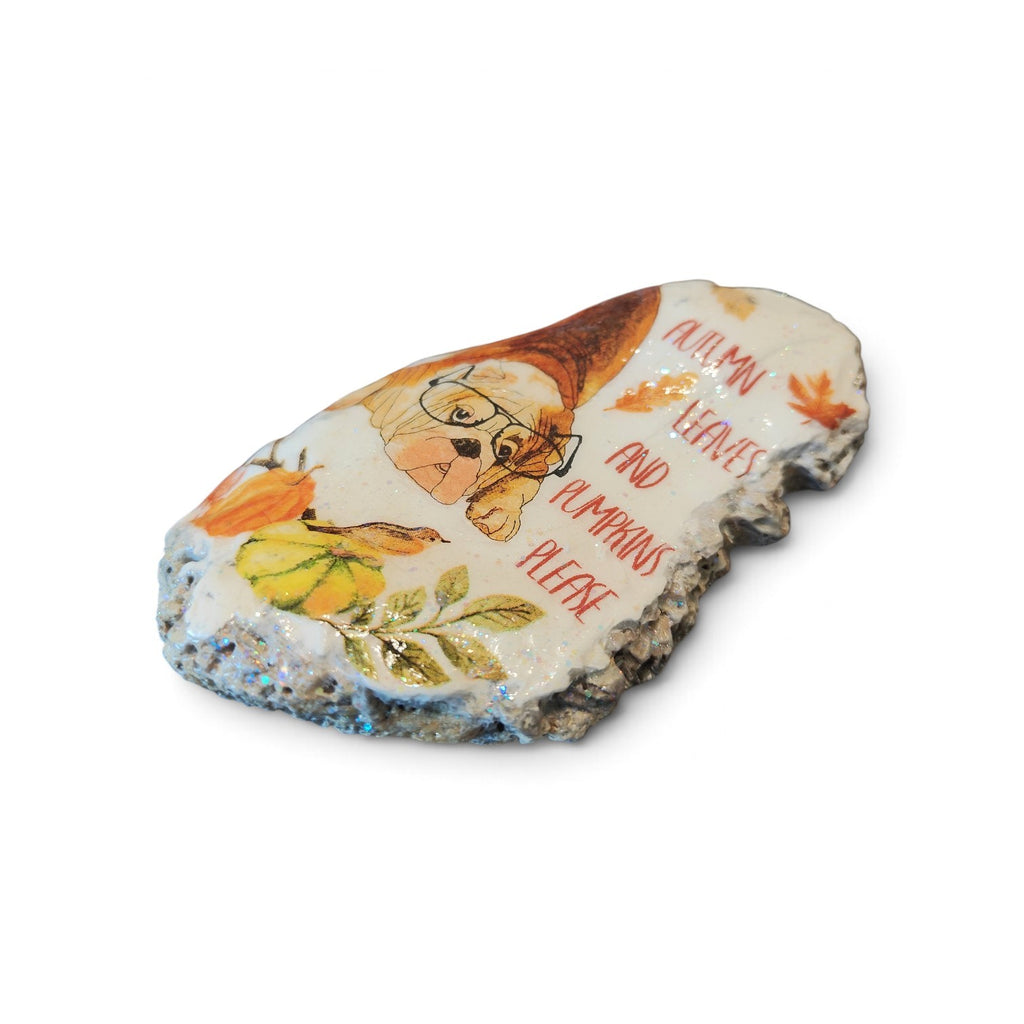 "Autumn Leaves & Pumpkins Please" Dog in Glasses Shell | Fall Coastal Decor