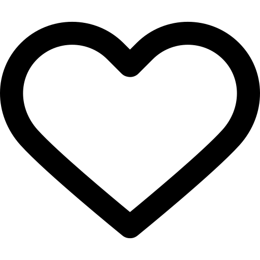 Black heart outline on a white background
