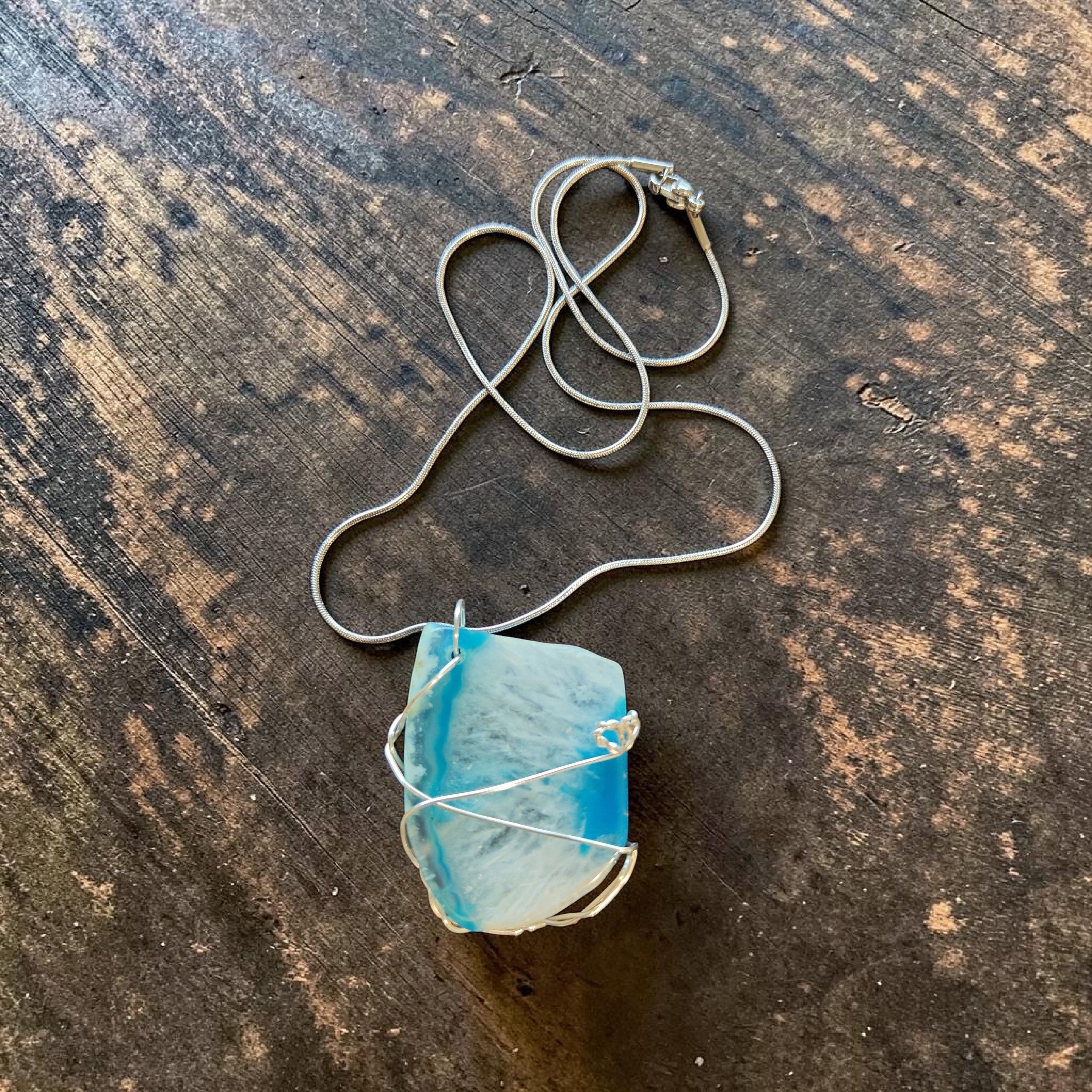 "God Made You Awesome" Wire-Wrapped Turquoise & White Stone Necklace Gift Set
