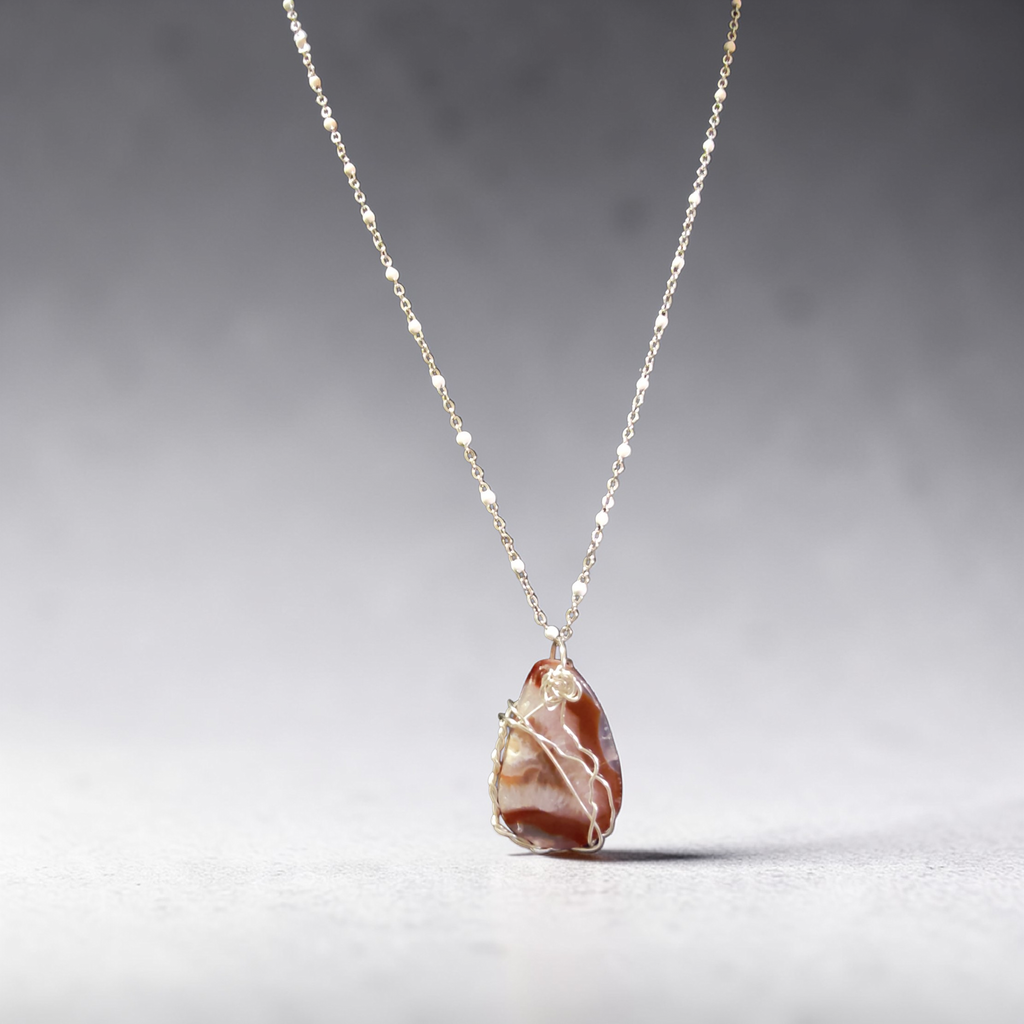 "Covenant Love" Burgundy & Clear Swirled Stone Necklace