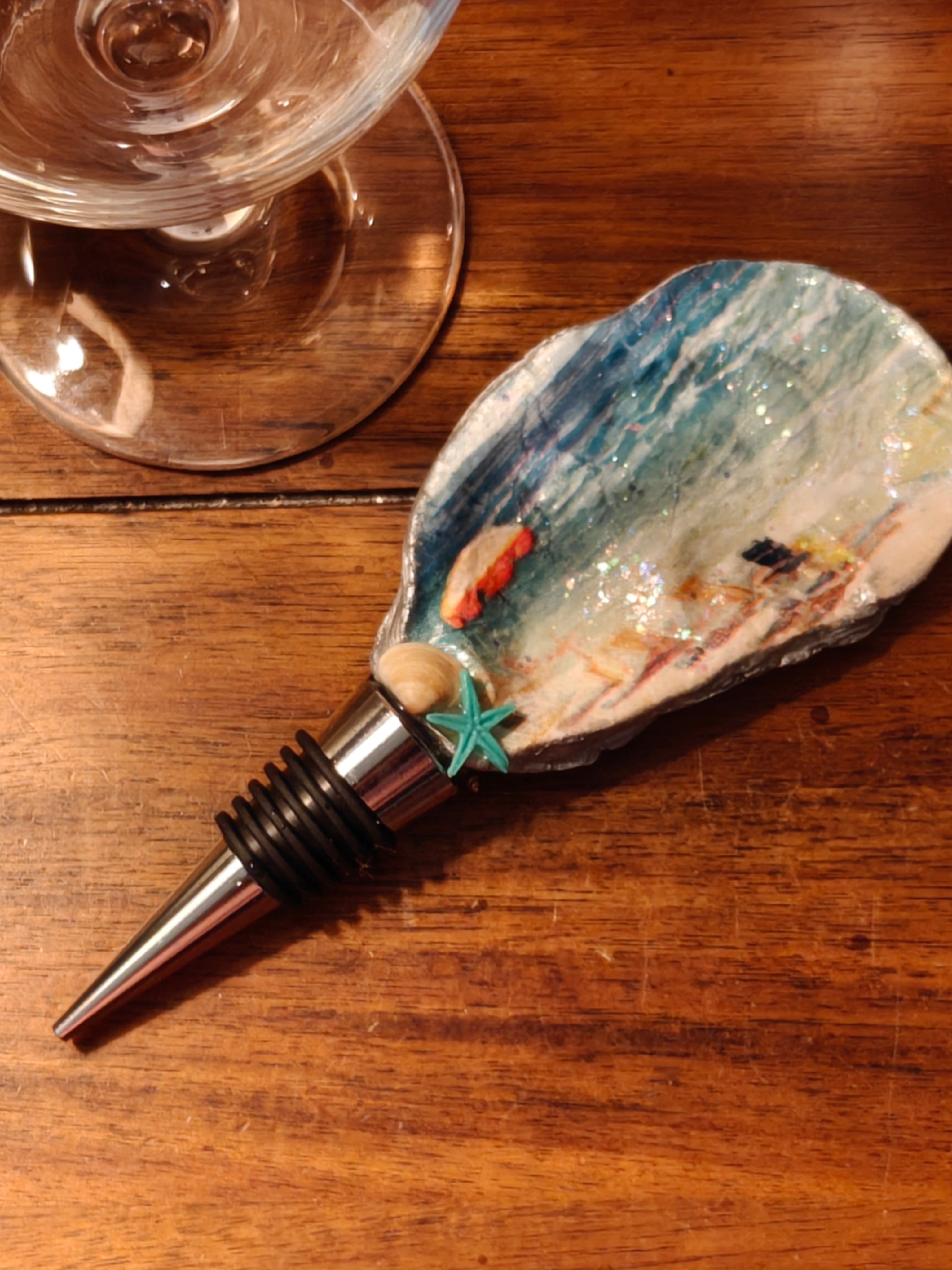 Natural Shell & Beach Scene Decorative Cork – "Have Faith Always