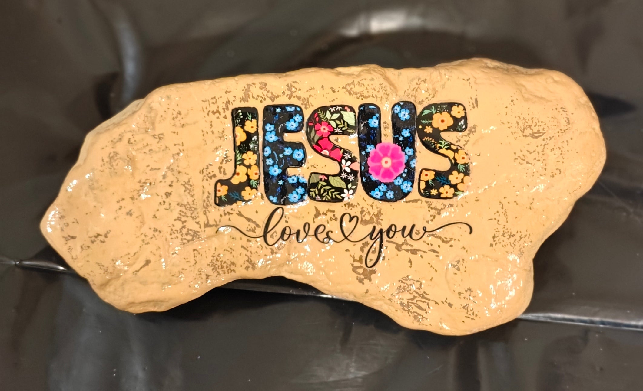 "Jesus Loves You" Hand-Painted and Decorated Inspiration Stone