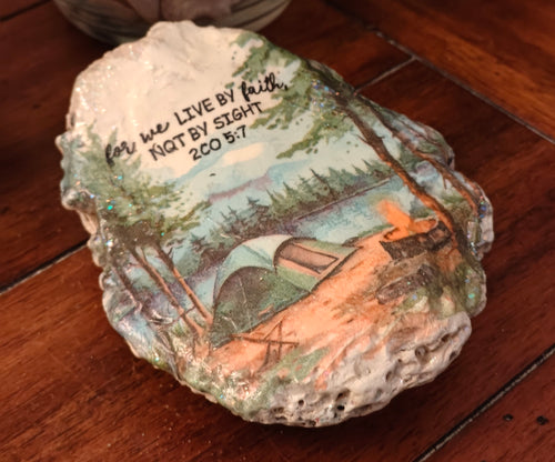 "For we live by faith and not by sight" The Narrow Path Camping Theme Shell