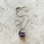 ✨ "Don't Sweat the Small Stuff" Silver Wire Wrapped Purple Swirl Natural Stone Necklace ✨