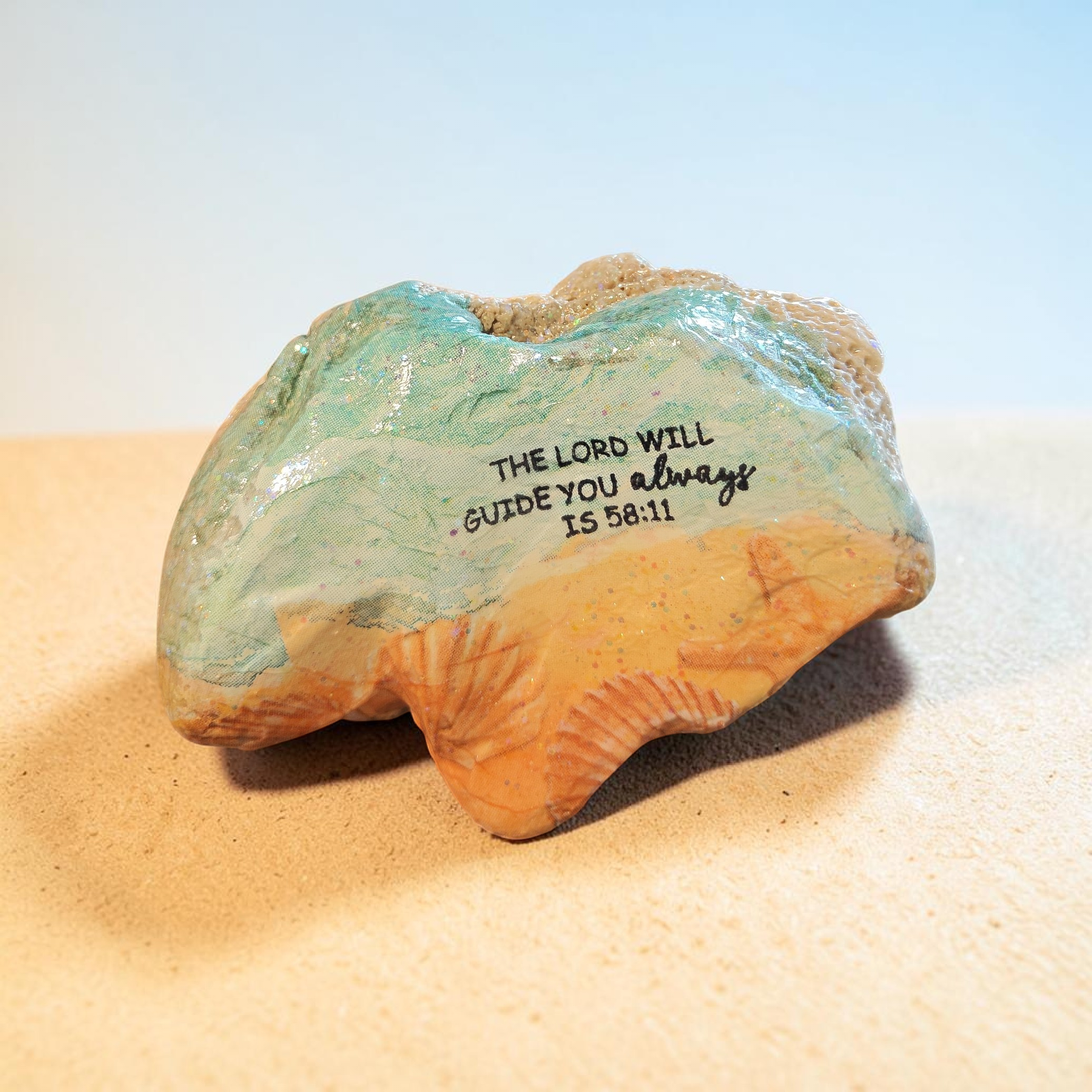 "The Lord Will Guide You" Natural Shell | Coastal Faith Decor
