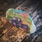 "The Best is Yet to Come" Patriotic Blue Truck Natural River Stone Art