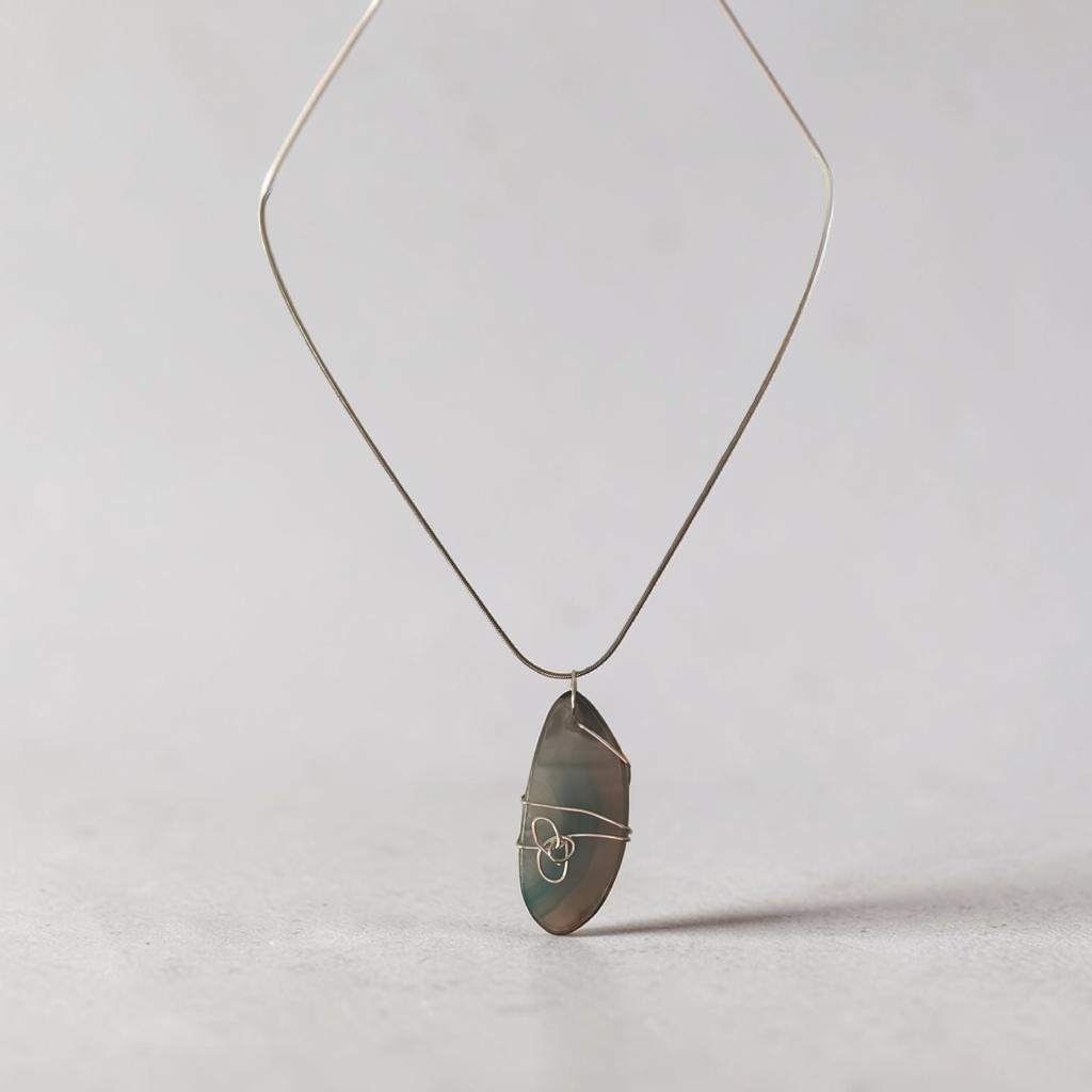 "Living Water" Artisan Wire-Wrapped Turquoise & Clear Natural Stone Necklace
