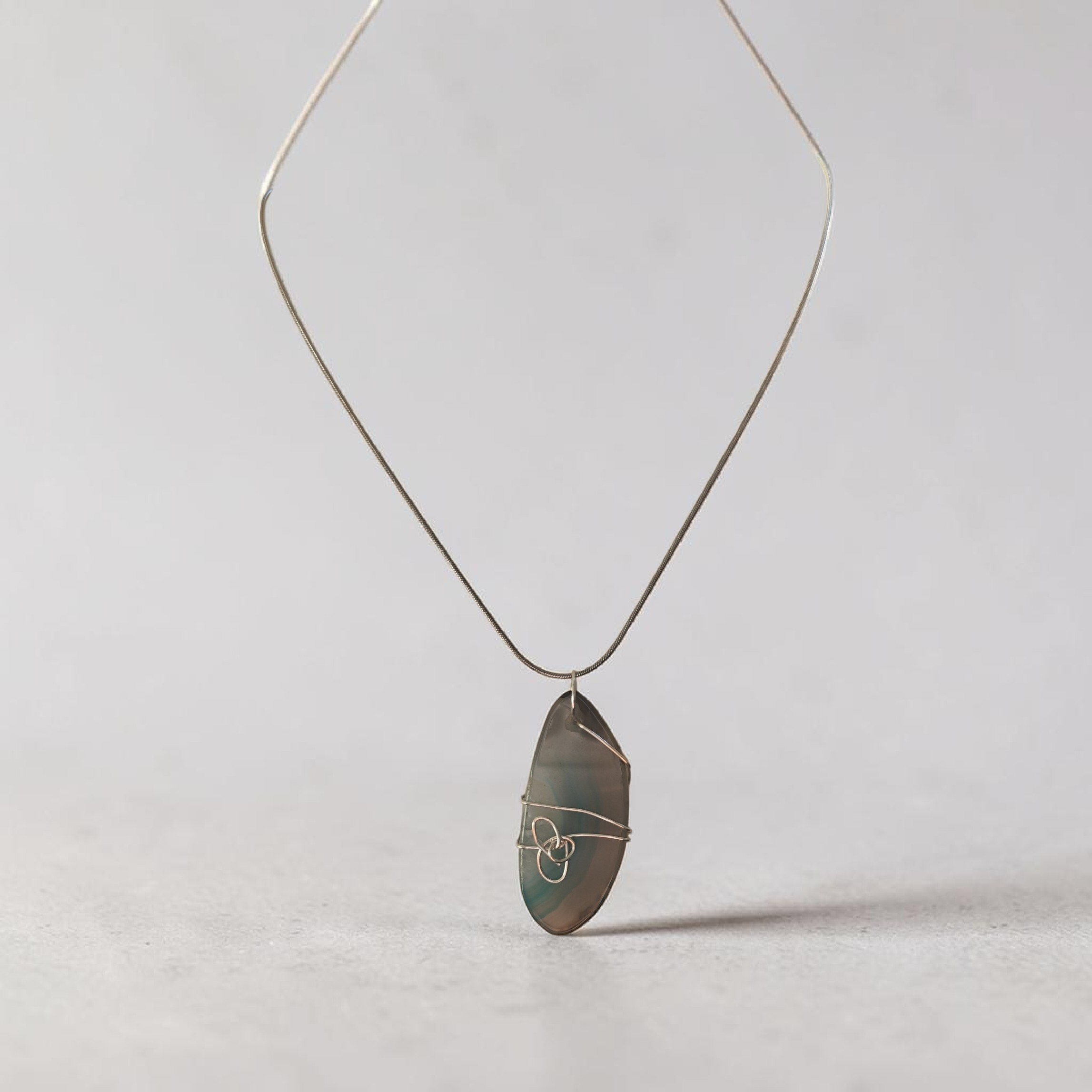 "Living Water" Artisan Wire-Wrapped Turquoise & Clear Natural Stone Necklace