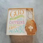 Handcrafted Cream & Gold Natural Stone Wire-Wrapped Cross Necklace Gift Set