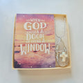 Handcrafted Wire-Wrapped Clear Stone Necklace with Cream Cross Accent