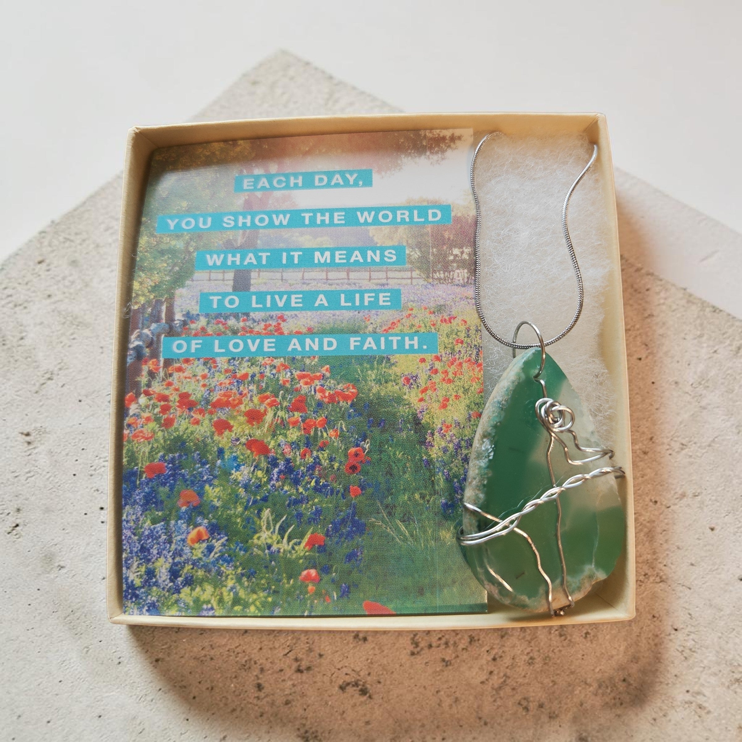 "Gulf Breeze" Aqua and White Marbled Natural Stone Necklace