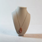 Sacred Glow Wire-Wrapped Natural Stone Necklace – Layered Orange with Gold Accent