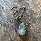 Handcrafted Clear Stone & Turquoise Cross Wire-Wrapped Necklace Gift Set