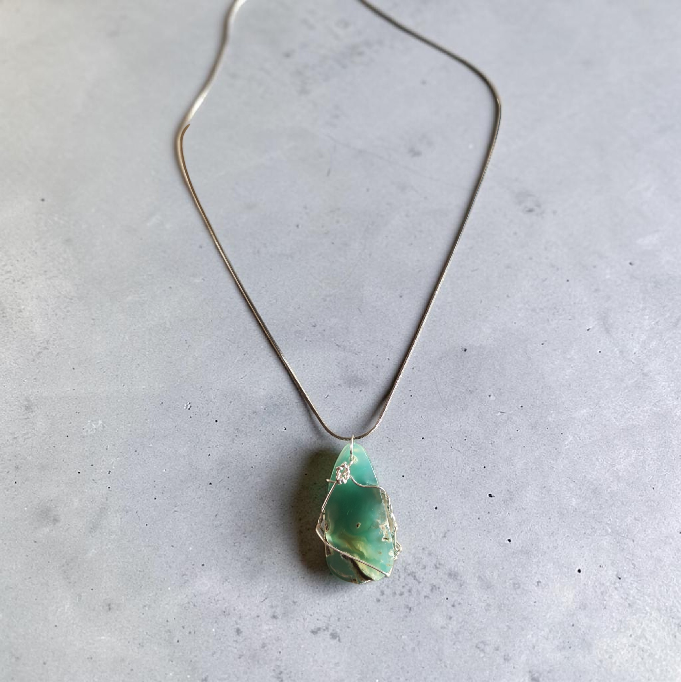 "Rooted in Grace" Silver Wire-Wrapped Green & Earth-Tone Stone Necklace