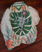 God Is Within Her" Hand-Decorated Shell – Bright Floral & Cross Design