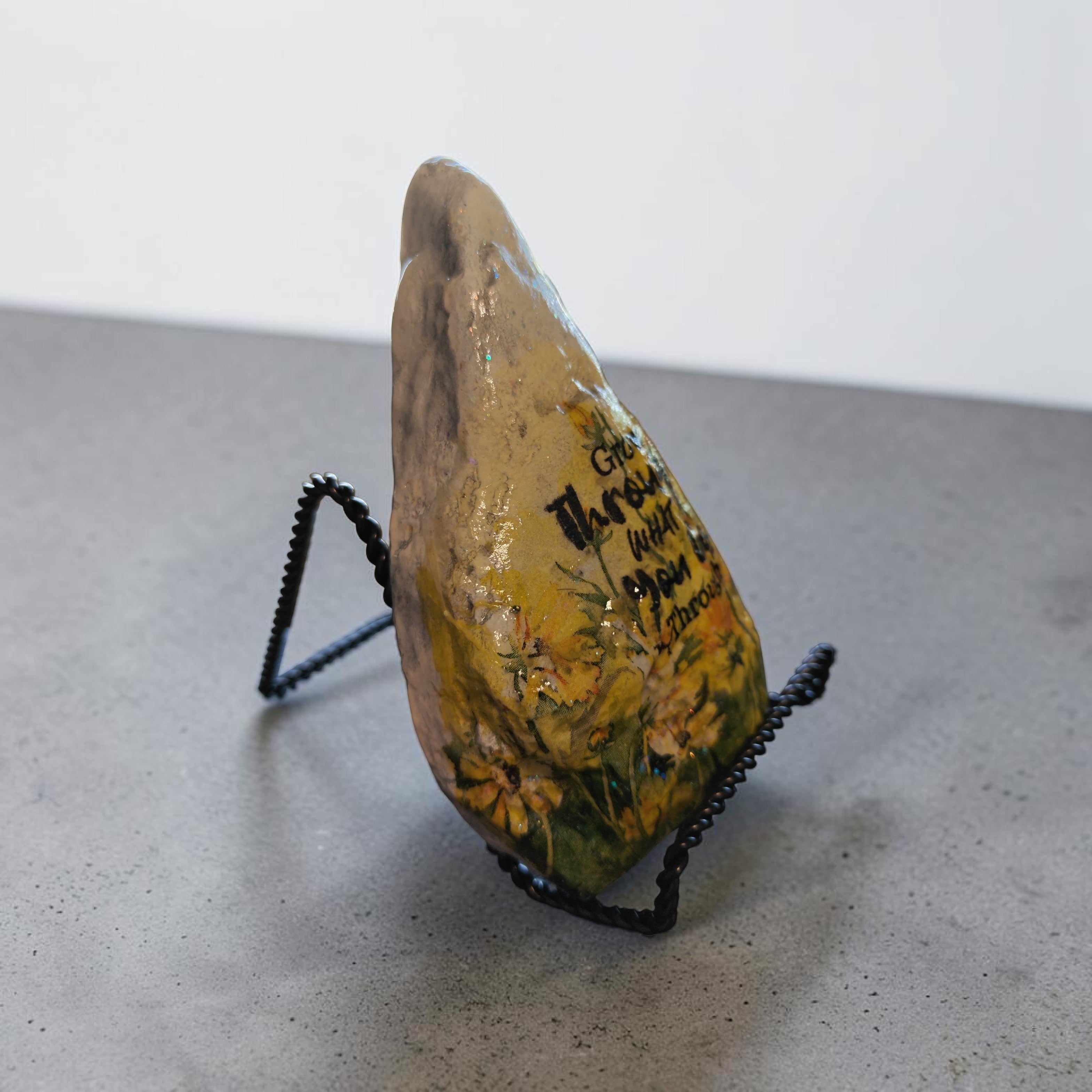 "You Grow Through What You Go Through" Daffodil Medium River Stone