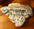 Joshua 1:9 "Be Strong and Courageous" Hand-Decorated Shell – Blue & Off-White Paisley – Scripture Keepsake