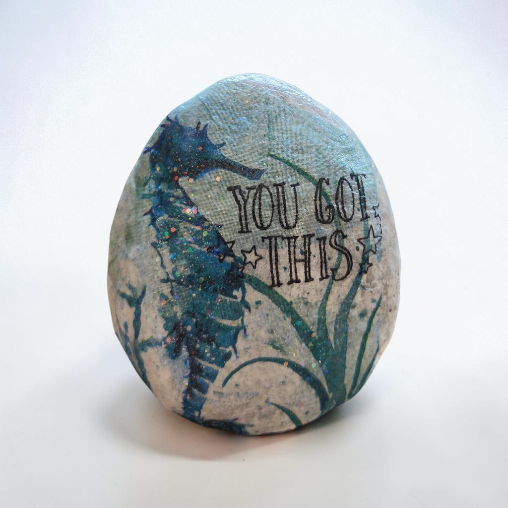 "You Got This" – Handcrafted White Seahorse Stone