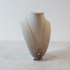 Golden Light Wire-Wrapped Natural Stone Cross Necklace – 18k Gold Plated Chain with Prayer Card