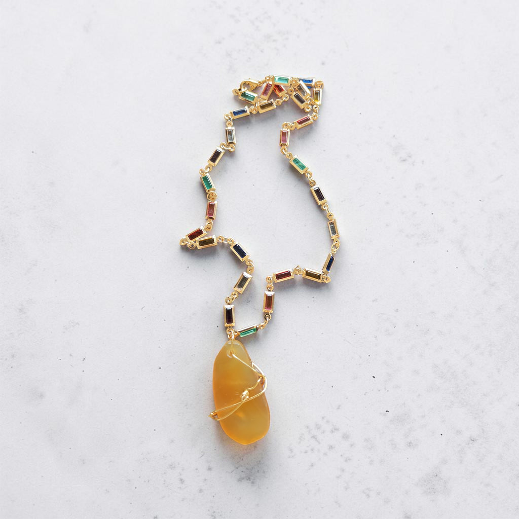 Faith, Hope & Love Wire-Wrapped Natural Stone Necklace
