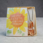 Honey Serenity Wire-Wrapped Pendant – Stainless Steel Chain & Prayer Card Set