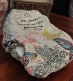 "We love because he first loved us" decorative butterfly shell