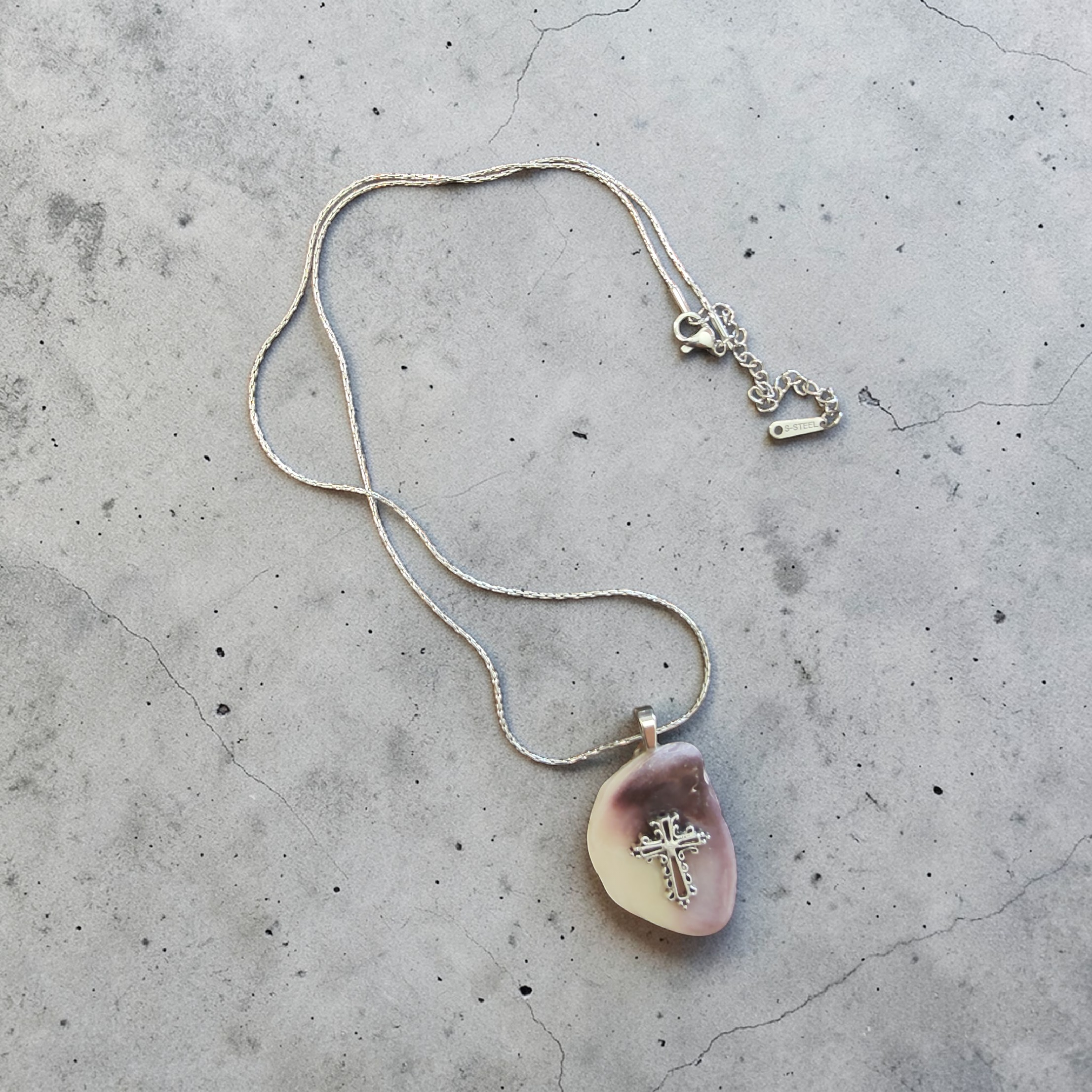 A Constant Reminder of Grace Purple Shell Cross Necklace