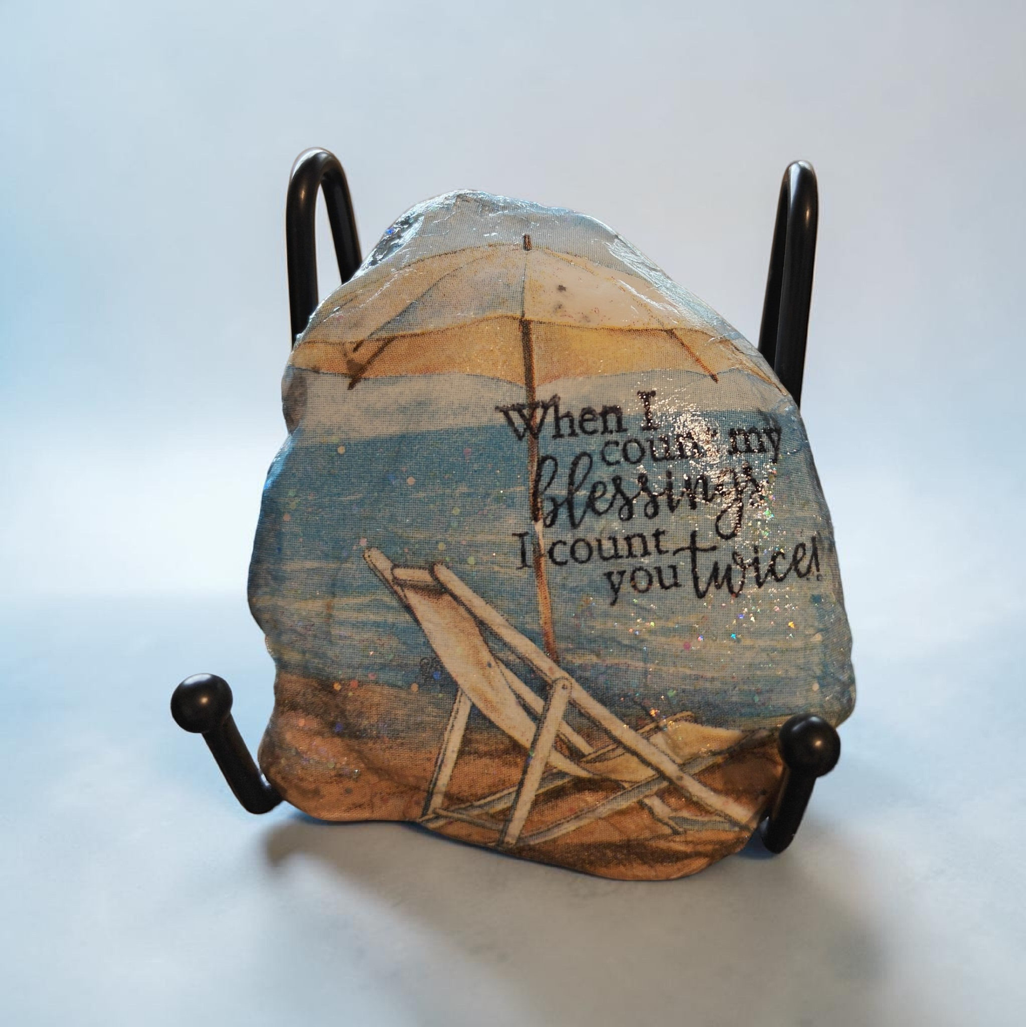 "Double the Blessings" Beach Scene Shell – Handcrafted Coastal Friendship Keepsake