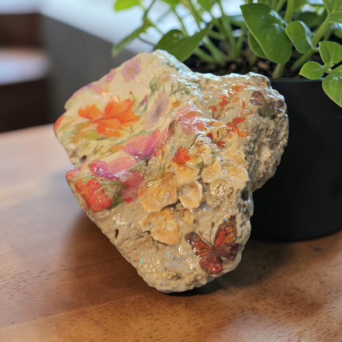 "A Future & A Hope" Floral Shell | Hand-Painted Style Natural Decor