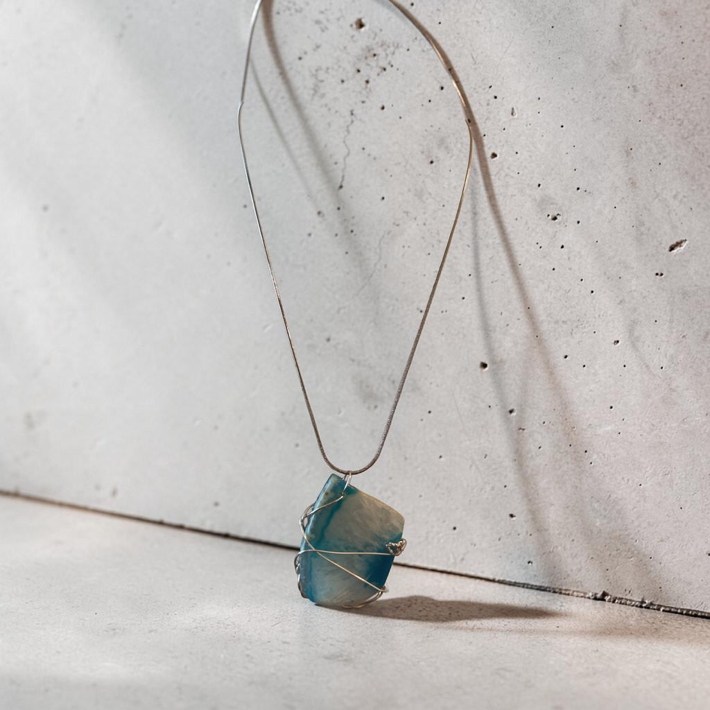 "God Made You Awesome" Wire-Wrapped Turquoise & White Stone Necklace Gift Set