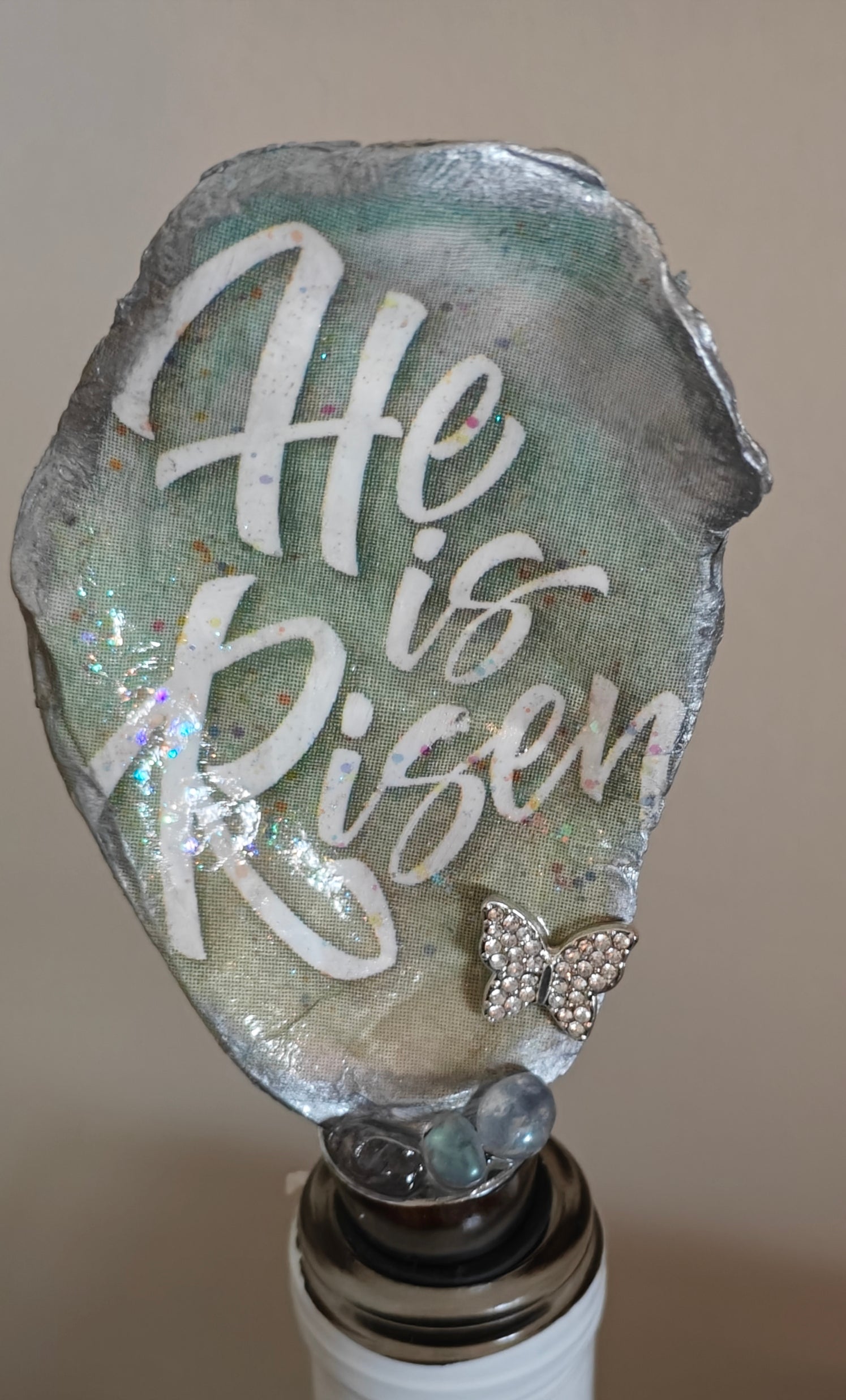 "He Is Risen" Resurrection Butterfly Wine Stopper