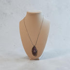 "Velvet Twilight" Marbled Purple and Gray Wire Wrapped Necklace Natural Stone
