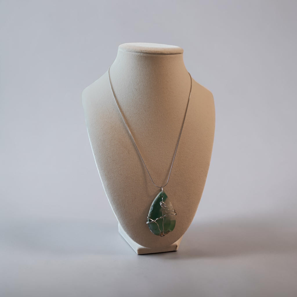 "Gulf Breeze" Aqua and White Marbled Natural Stone Necklace