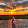 "Joyful Heart" Pink & Tan Natural Stone Necklace – Silver Wire Wrapped