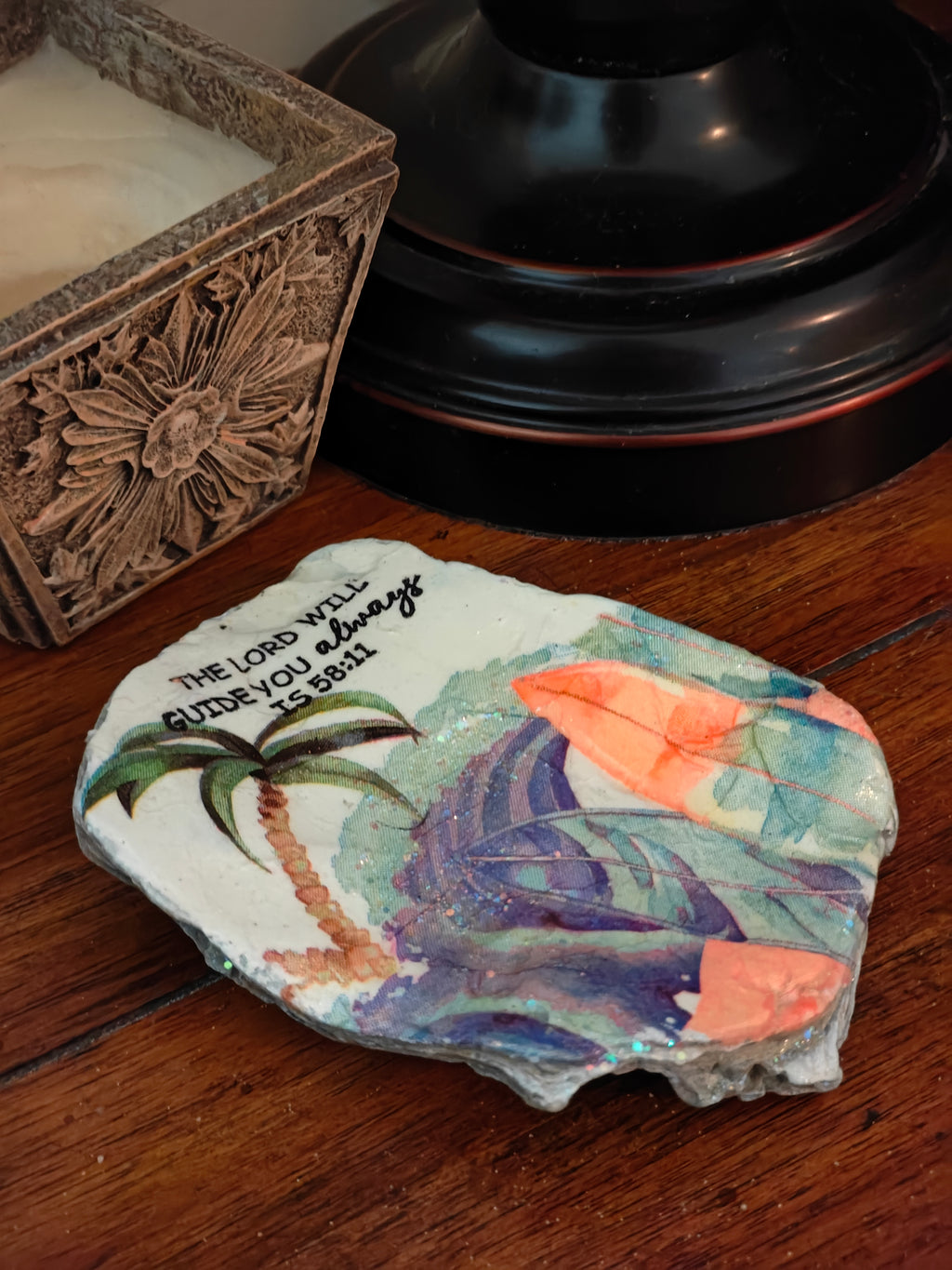 The Lord Will Guide You Always" Tropical Surfboard Shell – Isaiah 58:11 Coastal Decor