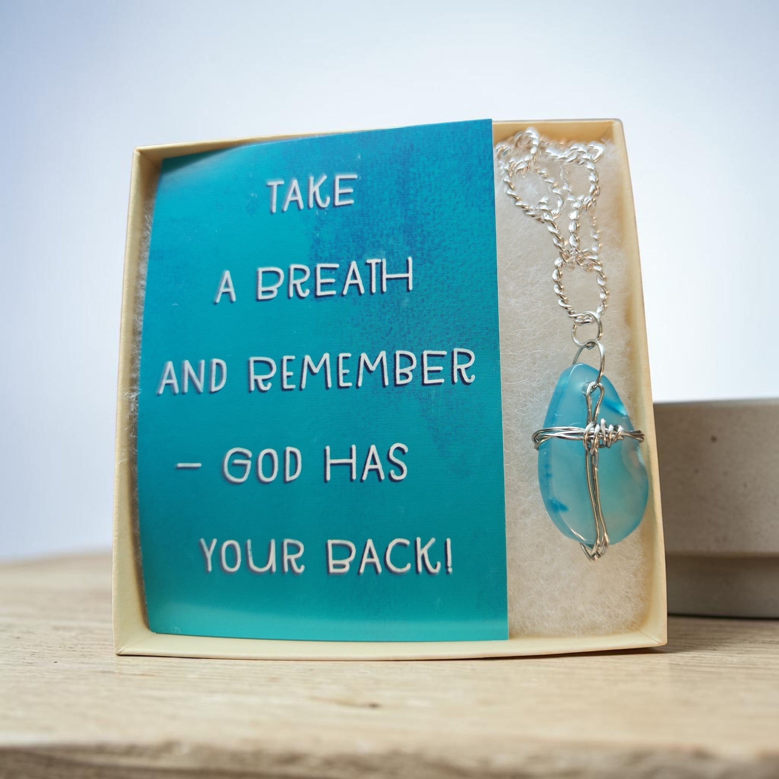 "God Has Your Back" Wire-Wrapped Turquoise Cross Necklace Set