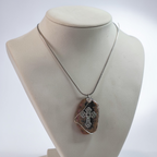 "The "Anchored Heart" Necklace – Hand-Wrapped Sandy Pink & Black Natural Stone