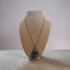 Handcrafted Multi-Tone Turquoise Cross Necklace in Gold Wire Wrap
