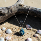 "Streams of Joy" Turquoise Pendant & Multi-Color Beaded Chain