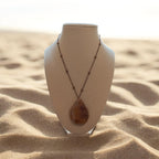 God Is Here For You" Honey Gold Natural Stone Necklace – 18" Copper Beaded Chain Gift Set