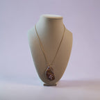 Earth & Violet Natural Stone Necklace – Gold Wire-Wrapped Artisan Pendant