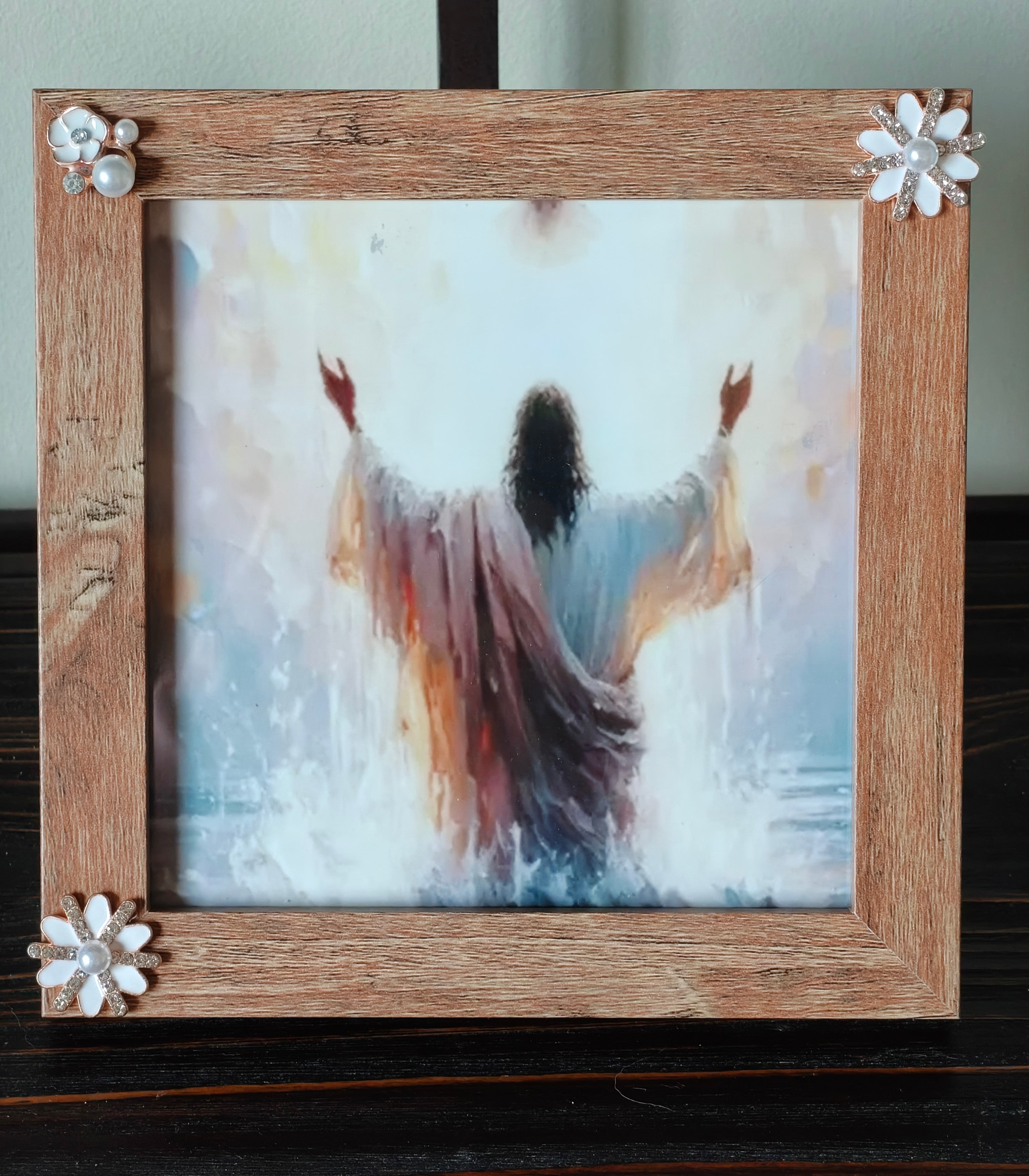 "Framed colorful picture of Jesus.