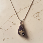 Earth & Sea Stone Cross Pendant – Purple Shell & Cream Stone