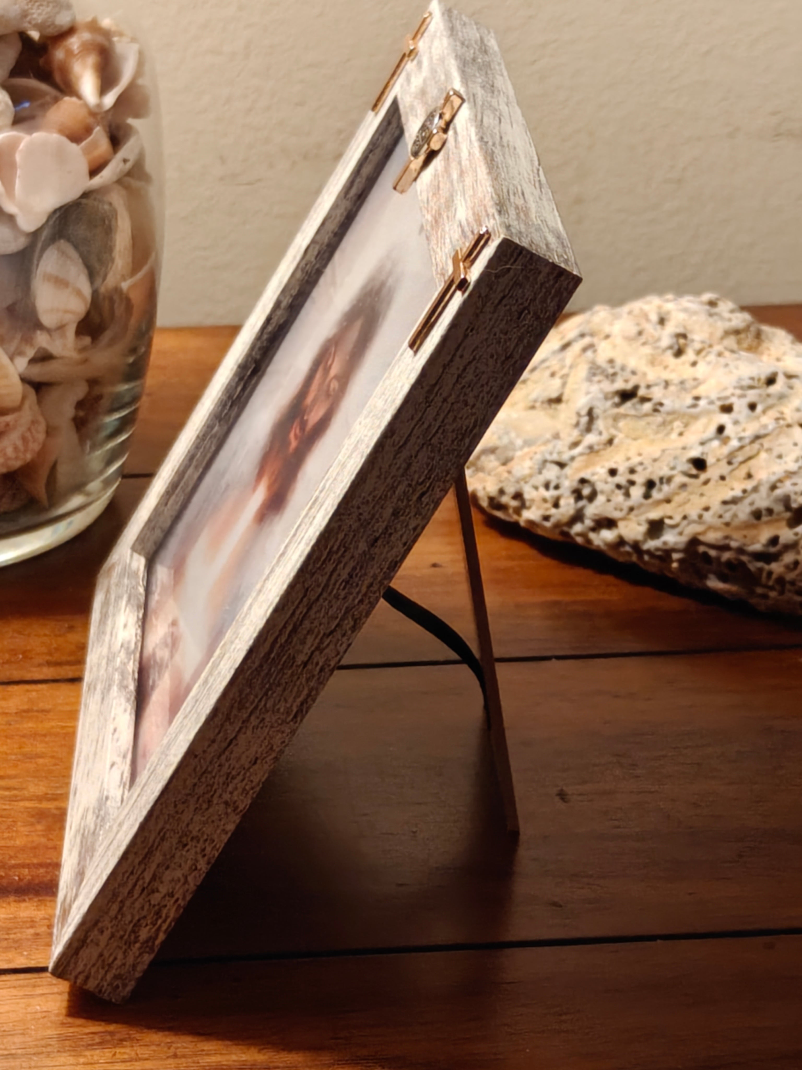 But Pray First" 5x5 Rustic Frame – Pastel Jesus with Gold Crosses