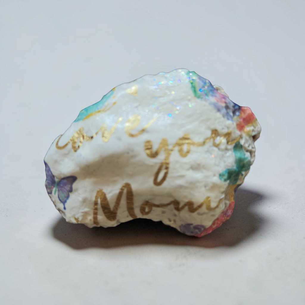 The "Blessed Mother" Love You Mom Decoupage Shell – Floral & Butterfly Design