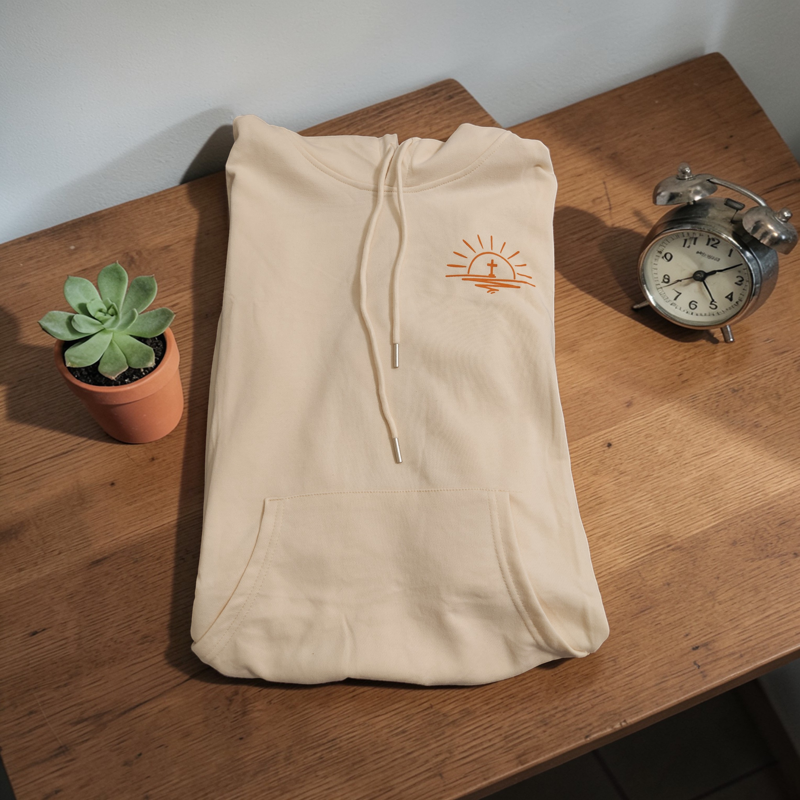 "His Mercies Are New" Beige Graphic Sweatshirt – Sunshine & Cross – Size Large